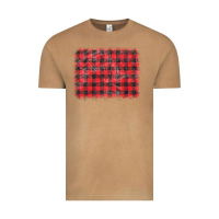 Vintage Camel distressed buffalo plaid background Vintage Tee - CowCowDesign