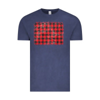 Vintage Denim distressed buffalo plaid background Vintage Tee - CowCowDesign
