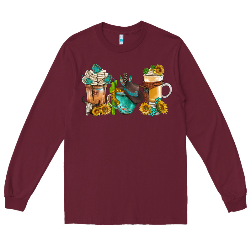 Western Coffee Cups With Sunflower And Gemstone Bbs Long Sleeve Tee by BundleAndBundleShop | Teevron