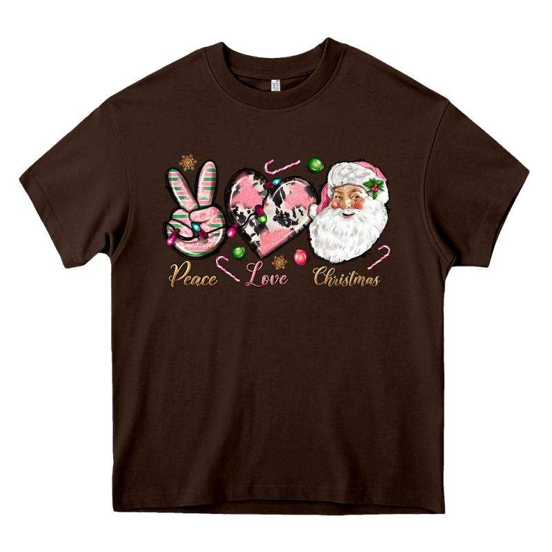 Peace Love Pink Christmas Heavy Core Tee by NancyCooperArtShop | Teevron