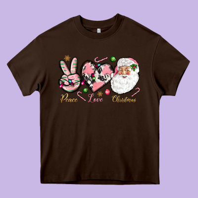 Peace Love Pink Christmas Heavy Core Tee Designed By Nancycooperartshop