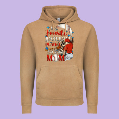 My Favorite Baseball Player Calls Me Mom Vintage Hoodie Designed By Fadigitalartstudio