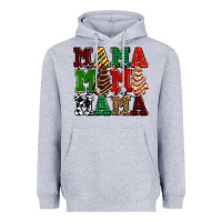 Heather Grey mama mama mama with christmas lights and christmas tree cakes Heavyweight Hoodie - AdoDesignShop