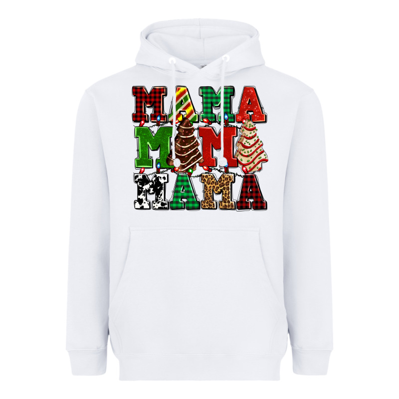 Mama Mama Mama With Christmas Lights And Christmas Tree Cakes Heavyweight Hoodie by AdoDesignShop | Teevron