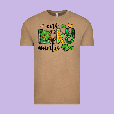 One Lucky Auntie St. Patrick's Vintage Tee Designed By Oliviacreatesart