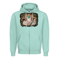 Seafoam merino ram with leopard background Zipper Hoodie - BarkalooDesign
