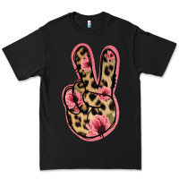 Black Floral Leopard Peace Sign Premium Tee - Jasminsmagicworld