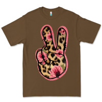 Cacao Floral Leopard Peace Sign Premium Tee - Jasminsmagicworld
