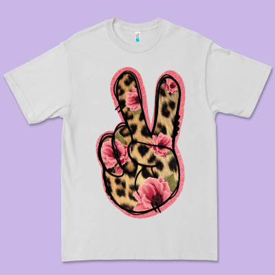Floral Leopard Peace Sign Premium Tee Designed By Jasminsmagicworld
