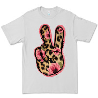 Dove Grey Floral Leopard Peace Sign Premium Tee - Jasminsmagicworld
