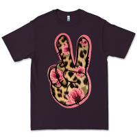 Plum Floral Leopard Peace Sign Premium Tee - Jasminsmagicworld