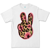 White Floral Leopard Peace Sign Premium Tee - Jasminsmagicworld