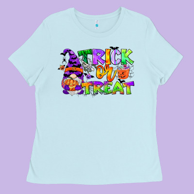 Trick Or Treat Gnome Ladies Tee Designed By Cowgirlartshop