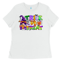White trick or treat gnome Ladies Tee - CowGirlArtShop