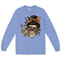 Colony Blue American Mother skull Mother's Day Long Sleeve Tee - FaDigitalArtStudio