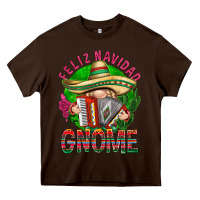 Chocolate Brown Feliz Navidad gnome Heavy Core Tee - NancyCooperArtShop