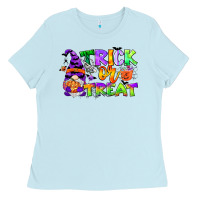 Baby Blue trick or treat gnome Ladies Tee - CowGirlArtShop