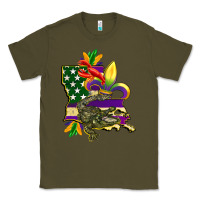 Army Green louisiana map american flag mardi gras Classic Tee - CowGirlArtShop