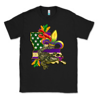 Black louisiana map american flag mardi gras Classic Tee - CowGirlArtShop