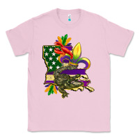 Bubblegum Pink louisiana map american flag mardi gras Classic Tee - CowGirlArtShop