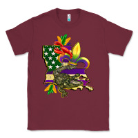 Burgundy louisiana map american flag mardi gras Classic Tee - CowGirlArtShop