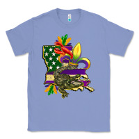 Colony Blue louisiana map american flag mardi gras Classic Tee - CowGirlArtShop
