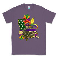 Lavender louisiana map american flag mardi gras Classic Tee - CowGirlArtShop