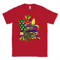 Red louisiana map american flag mardi gras Classic Tee - CowGirlArtShop