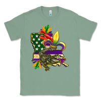 Sage louisiana map american flag mardi gras Classic Tee - CowGirlArtShop