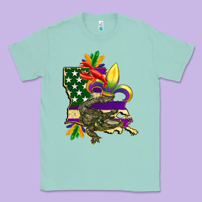Louisiana Map American Flag Mardi Gras Classic Tee Designed By Cowgirlartshop