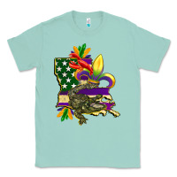 Seafoam louisiana map american flag mardi gras Classic Tee - CowGirlArtShop
