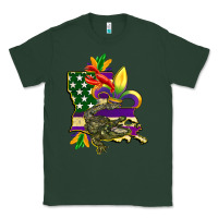 Sports Green louisiana map american flag mardi gras Classic Tee - CowGirlArtShop