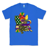 True Royal louisiana map american flag mardi gras Classic Tee - CowGirlArtShop