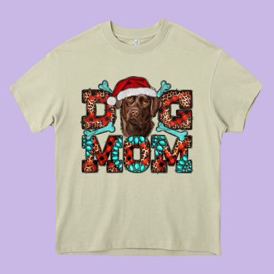 Dog Mom Christmas With Labrador Heavy Core Tee Designed By Ranaportraitstore