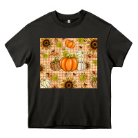 Asphalt Fall Pumpkins and Sunflowers with Leopard Heavy Core Tee - texasbilliewilder