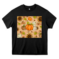 Black Fall Pumpkins and Sunflowers with Leopard Heavy Core Tee - texasbilliewilder