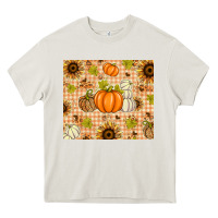 Cream Fall Pumpkins and Sunflowers with Leopard Heavy Core Tee - texasbilliewilder