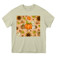 Mossy Fall Pumpkins and Sunflowers with Leopard Heavy Core Tee - texasbilliewilder