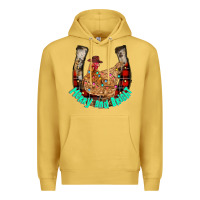 Antique Gold horseshoe chicken Premium Hoodie - CowhideDigitalArt