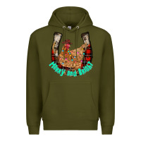 Army Green horseshoe chicken Premium Hoodie - CowhideDigitalArt