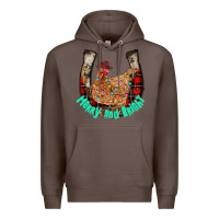 Coffee horseshoe chicken Premium Hoodie - CowhideDigitalArt