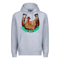 Heather Grey horseshoe chicken Premium Hoodie - CowhideDigitalArt
