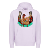 Lilac horseshoe chicken Premium Hoodie - CowhideDigitalArt