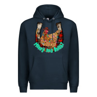 Navy horseshoe chicken Premium Hoodie - CowhideDigitalArt