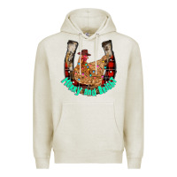 Oatmeal Heather horseshoe chicken Premium Hoodie - CowhideDigitalArt