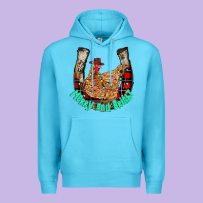 Horseshoe Chicken Premium Hoodie Designed By Cowhidedigitalart