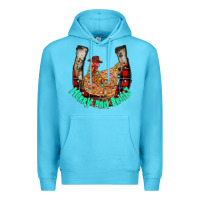 Ocean Blue horseshoe chicken Premium Hoodie - CowhideDigitalArt