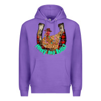 Purple horseshoe chicken Premium Hoodie - CowhideDigitalArt