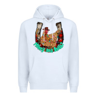 White horseshoe chicken Premium Hoodie - CowhideDigitalArt