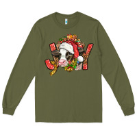 Army Green joy christmas with cow bbs Long Sleeve Tee - BundleAndBundleShop